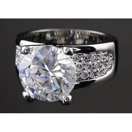 Anello Anniversario Con Vero Diamanti Rotondi Da 3.75 Carati Con Montatura In Oro Bianco 14K