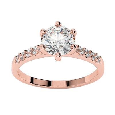 Anello Anniversario Con Vero Diamanti Rotondi Scintillanti Da 3.25 Carati Oro Rosa 14K