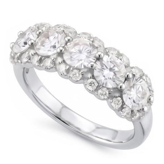 Anello Anniversario Da Donna Con Genuino Diamante Rotondo Da 2.50 Carati In Oro Bianco 14k