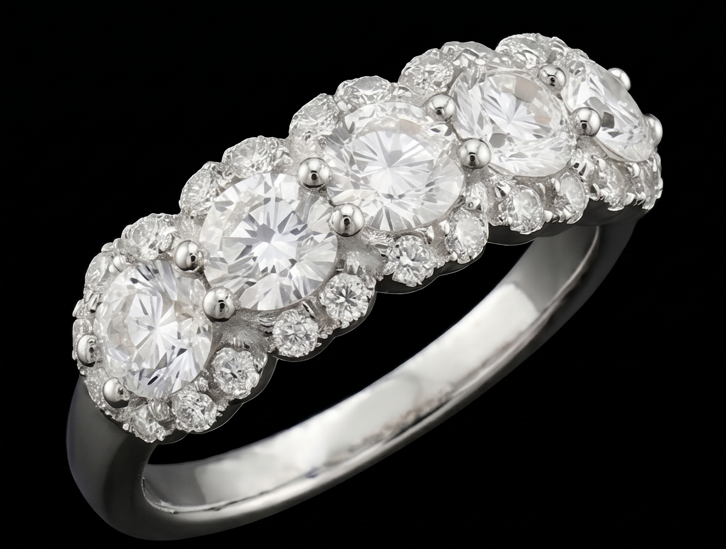 Anello Anniversario Da Donna Con Genuino Diamante Rotondo Da 2.50 Carati In Oro Bianco 14k