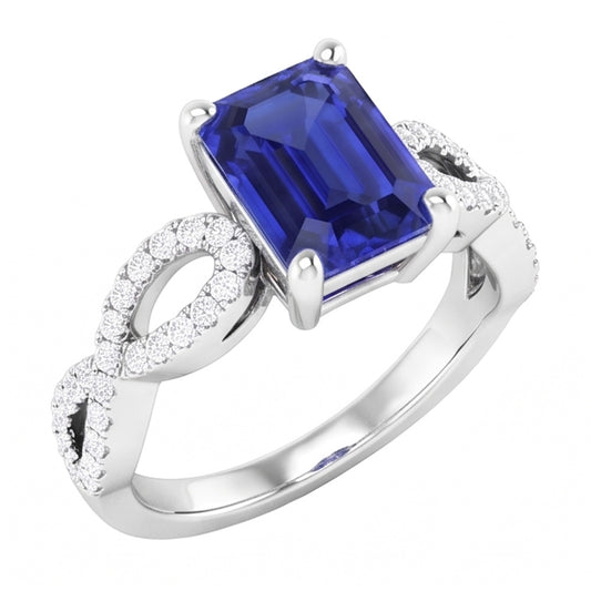 Anello Anniversario Diamante Naturale Autentico ( non creato in laboratorio ) Smeraldo Zaffiro 3.50 Carati Stile Infinito