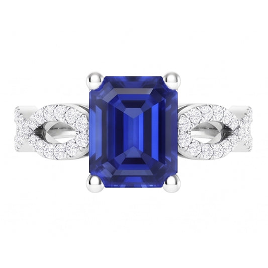 Anello Anniversario Diamante Naturale Autentico ( non creato in laboratorio ) Smeraldo Zaffiro 3.50 Carati Stile Infinito