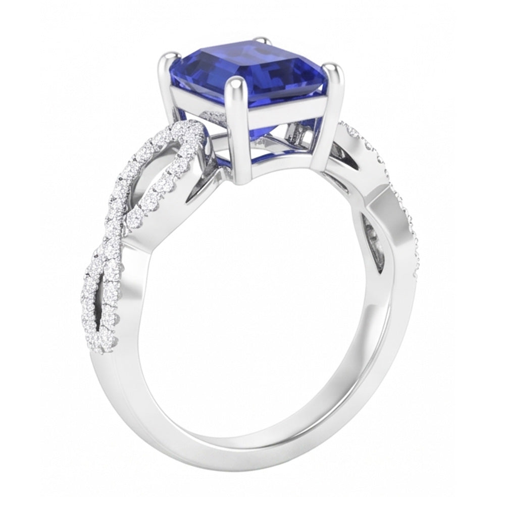 Anello Anniversario Diamante Naturale Autentico ( non creato in laboratorio ) Smeraldo Zaffiro 3.50 Carati Stile Infinito