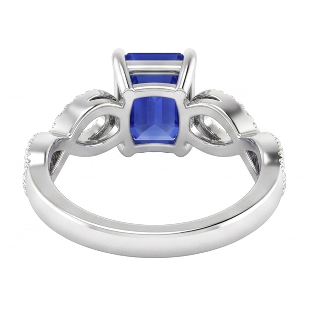 Anello Anniversario Diamante Naturale Autentico ( non creato in laboratorio ) Smeraldo Zaffiro 3.50 Carati Stile Infinito
