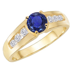Anello Anniversario Diamante Oro Giallo Zaffiro Blu Profondo 1.75 Carati