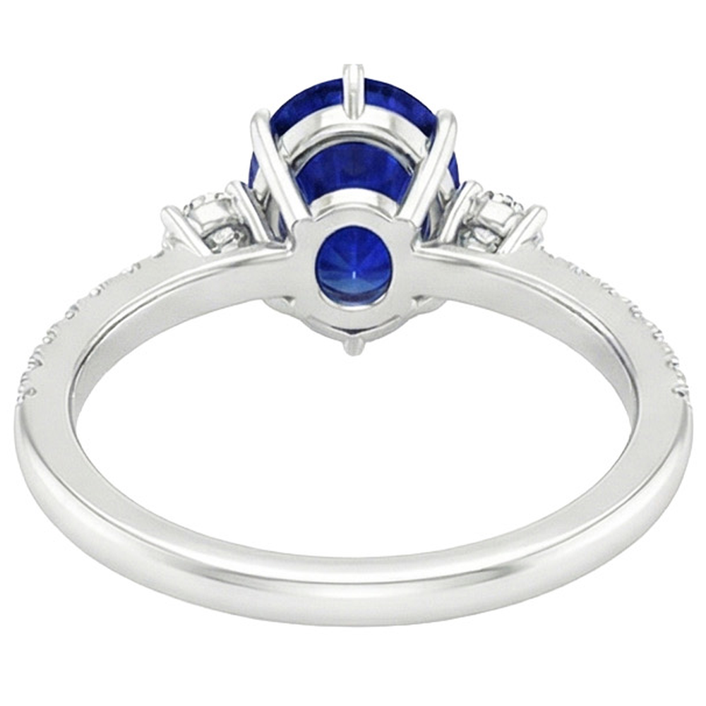 Anello Anniversario Diamante Pera Zaffiro Blu 3 Pietra Stile 5.50 Carati