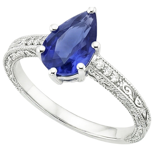 vero pear diamante 4.25carati anello angolo laterale