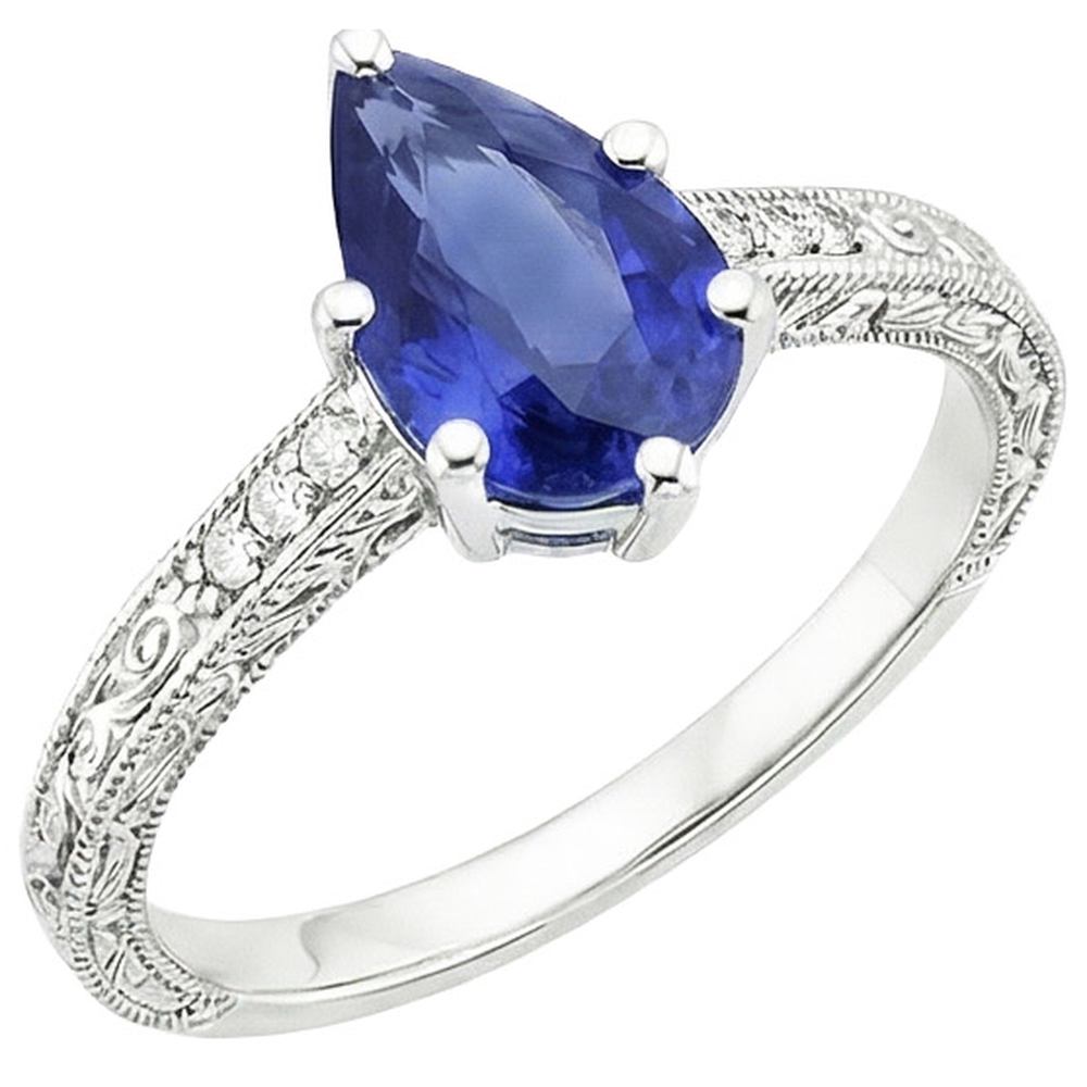 vero pear diamante 4.25carati anello dettaglio ravvicinato