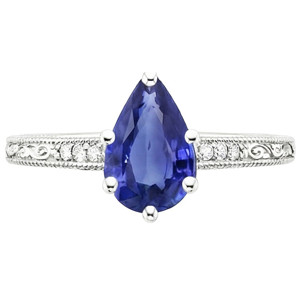 vero pear diamante 4.25carati anello vista di profilo