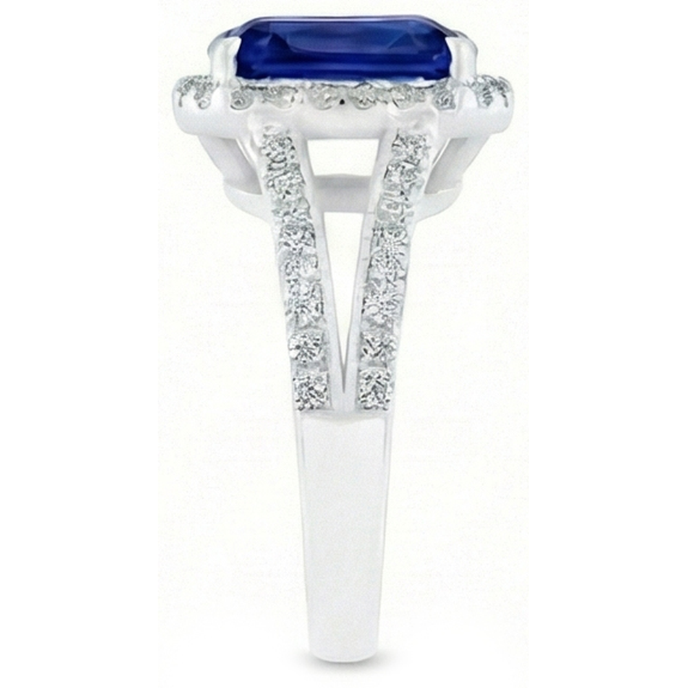 Anello Anniversario Diamante Naturale Autentico ( non creato in laboratorio ) Taglio Radiante Zaffiro Gambo Diviso 5.50 Carati