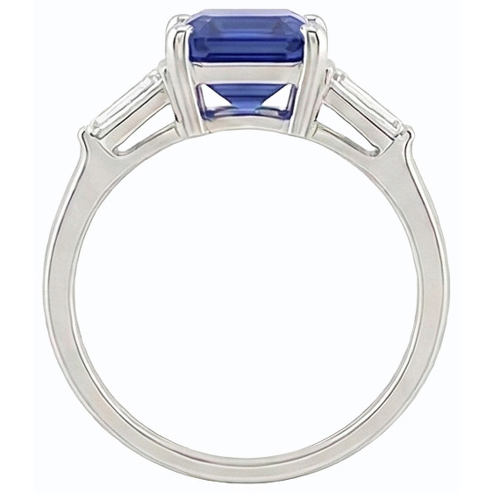 vero baguette diamante 1.75carati anello vista di profilo