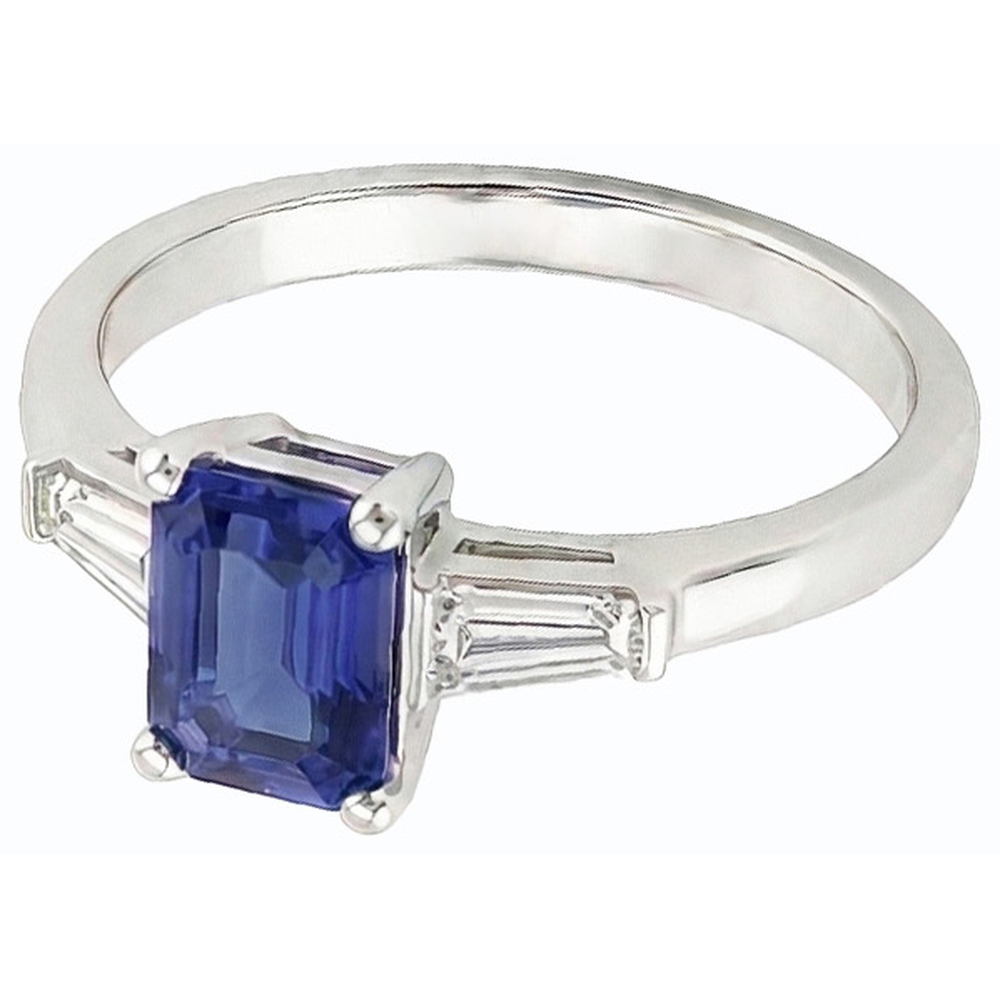 vero baguette diamante 1.75carati anello vista dall'alto