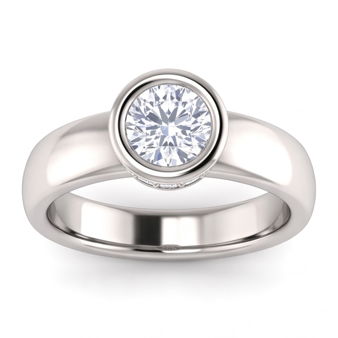 Anello Anniversario Genuino Diamante Naturale Autentico ( non creato in laboratorio ) Rotondo 1.66 Carati Set Lunetta E Perno