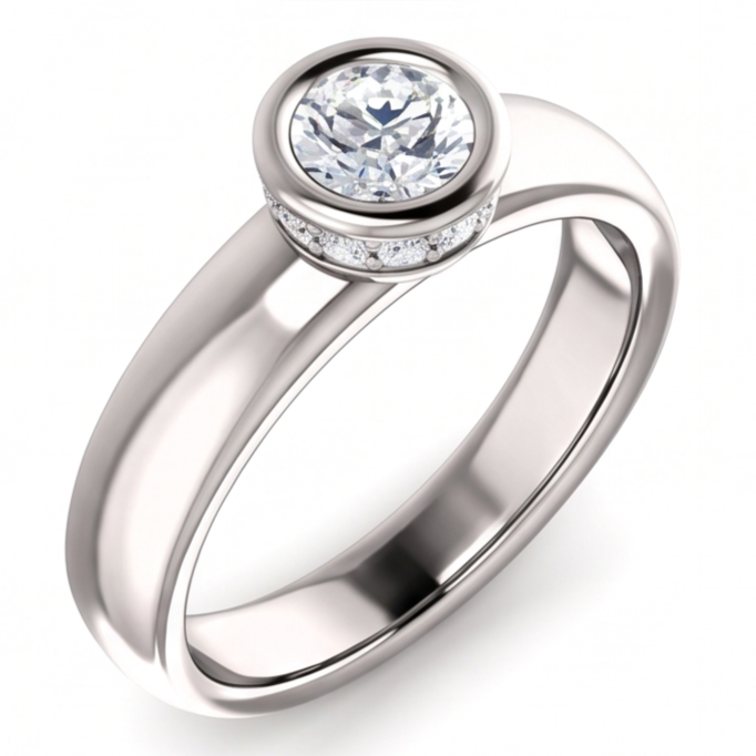 Anello Anniversario Genuino Diamante Naturale Autentico ( non creato in laboratorio ) Rotondo 1.66 Carati Set Lunetta E Perno