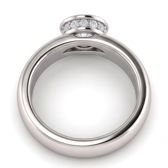 Anello Anniversario Genuino Diamante Naturale Autentico ( non creato in laboratorio ) Rotondo 1.66 Carati Set Lunetta E Perno