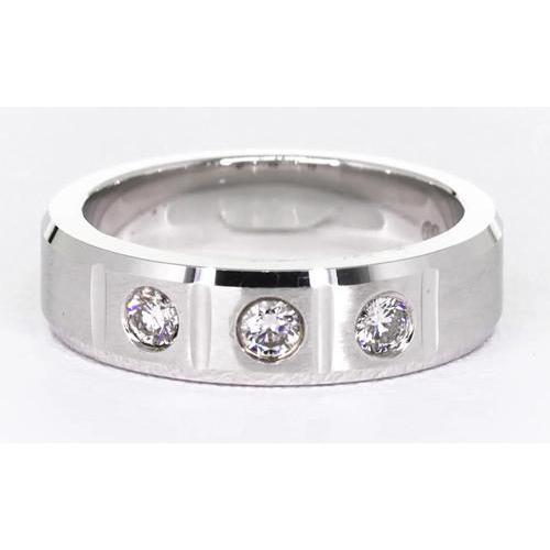 Anello Anniversario Gypsy Genuino Diamanti Rotondi 0,75 Carati Oro Bianco 14K