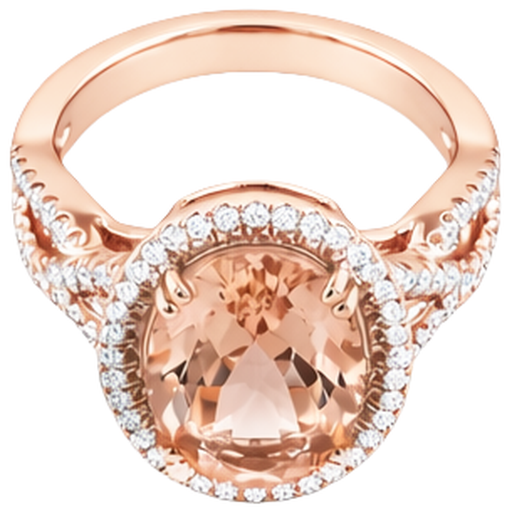 vero round morganite 14carati anello dettaglio ravvicinato