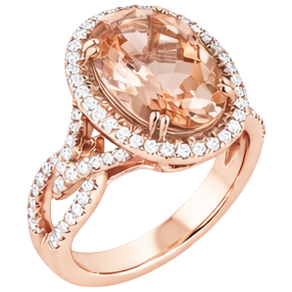 vero round morganite 14carati anello vista dall'alto