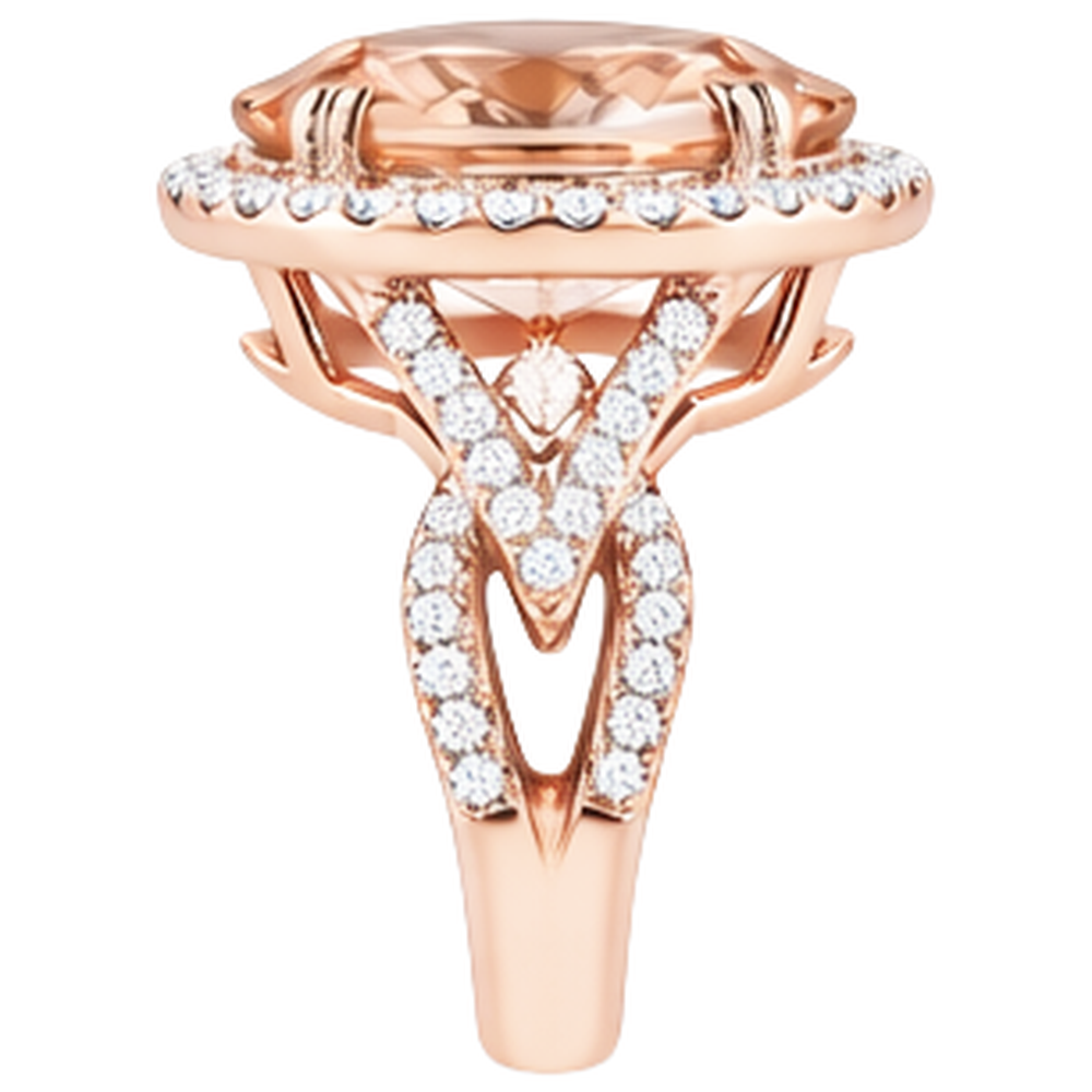 vero round morganite 14carati anello vista di profilo