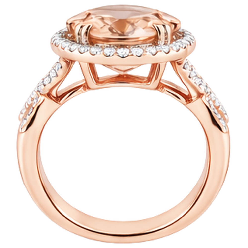 vero round morganite 14carati anello su bianco