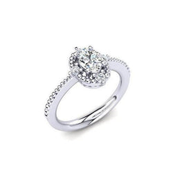 Anello Anniversario In Oro Bianco 14K 1.60 Carati Con Vero Diamante Scintillante Halo