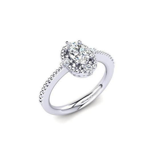 Anello Anniversario In Oro Bianco 14K 1.60 Carati Con Vero Diamante Scintillante Halo