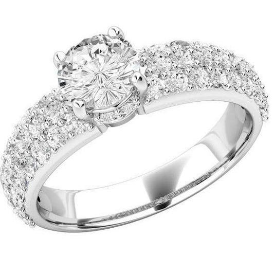 Anello Anniversario In Oro Bianco 14K Con Vero Diamanti Taglio Brillante Rotondo Da 5.50 Ct