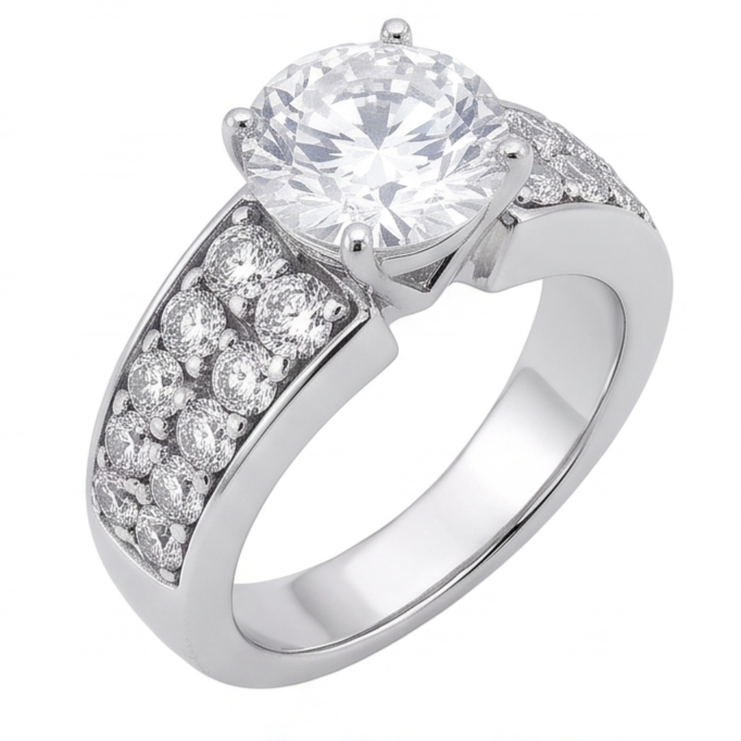 Anello Anniversario In Oro Bianco Con Vero Diamanti Naturali Autentici ( non creati in laboratorio ) Nuovi Da 2.75 Carati