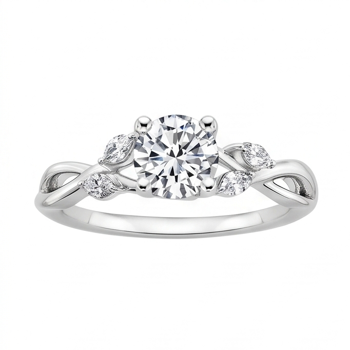 Anello Anniversario In Oro Bianco Con Vero Diamanti Naturali Autentici ( non creati in laboratorio ) Rotondi E Taglio Marquise Da 2.94 Carati