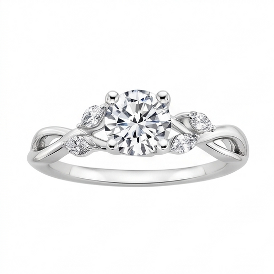 Anello Anniversario In Oro Bianco Con Vero Diamanti Naturali Autentici ( non creati in laboratorio ) Rotondi E Taglio Marquise Da 2.94 Carati