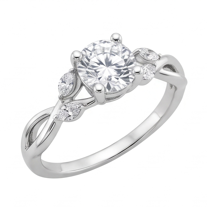 Anello Anniversario In Oro Bianco Con Vero Diamanti Naturali Autentici ( non creati in laboratorio ) Rotondi E Taglio Marquise Da 2.94 Carati