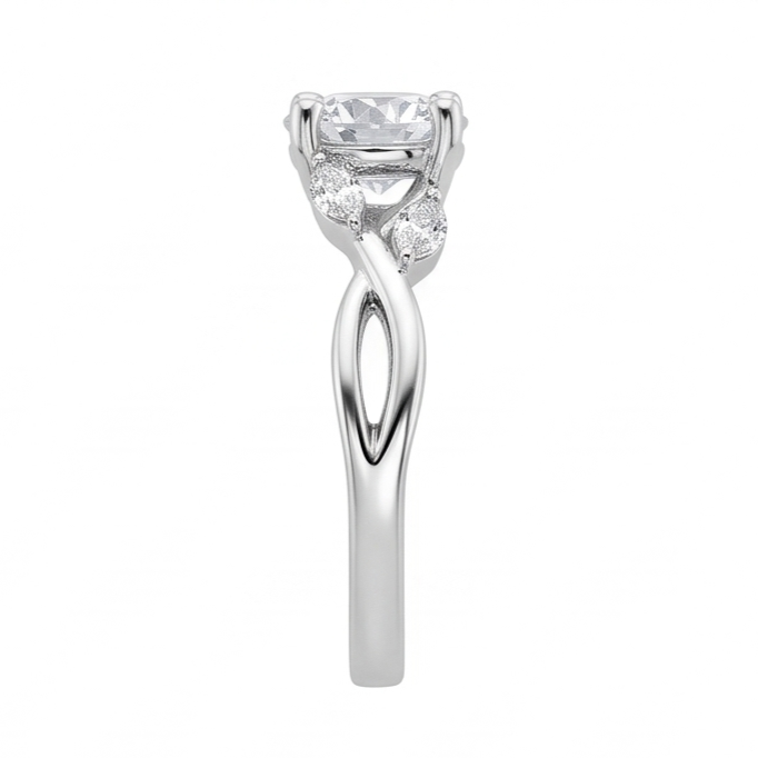 Anello Anniversario In Oro Bianco Con Vero Diamanti Naturali Autentici ( non creati in laboratorio ) Rotondi E Taglio Marquise Da 2.94 Carati