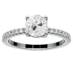 Anello Anniversario In Oro Bianco Rotondo Con Vero Diamanti Taglio Vecchia Miniera 4.25 Carati