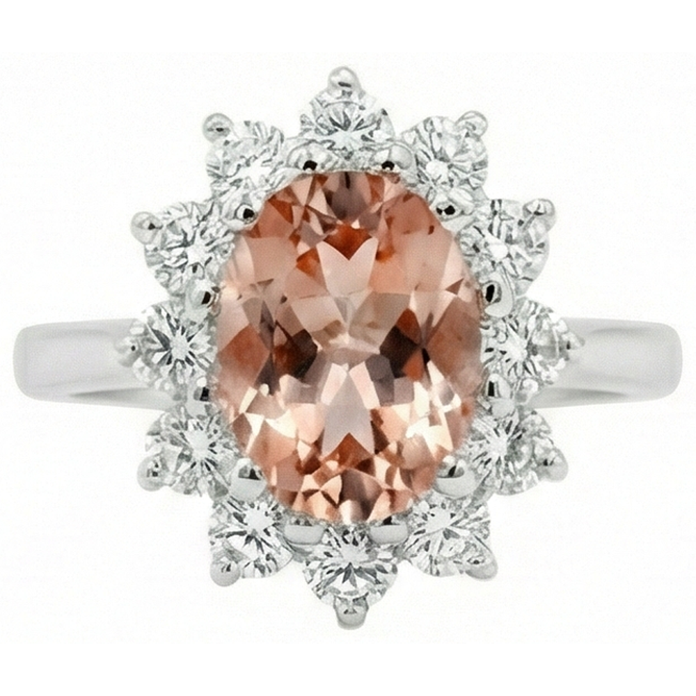 vero round morganite 11carati anello angolo laterale