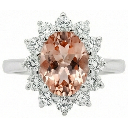 vero round morganite 11carati anello angolo laterale