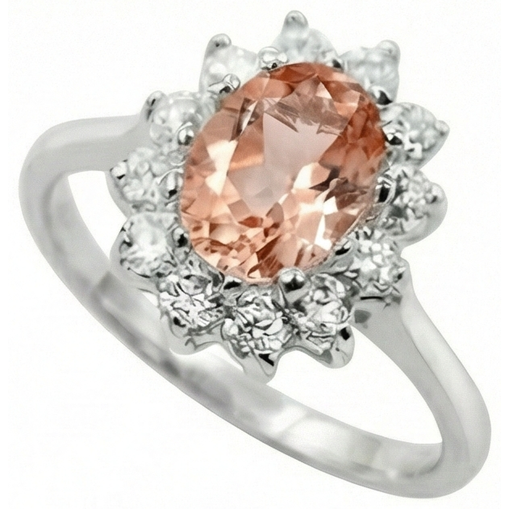vero round morganite 11carati anello dettaglio ravvicinato