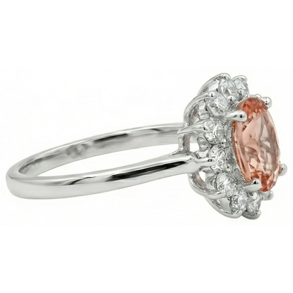 vero round morganite 11carati anello vista di profilo