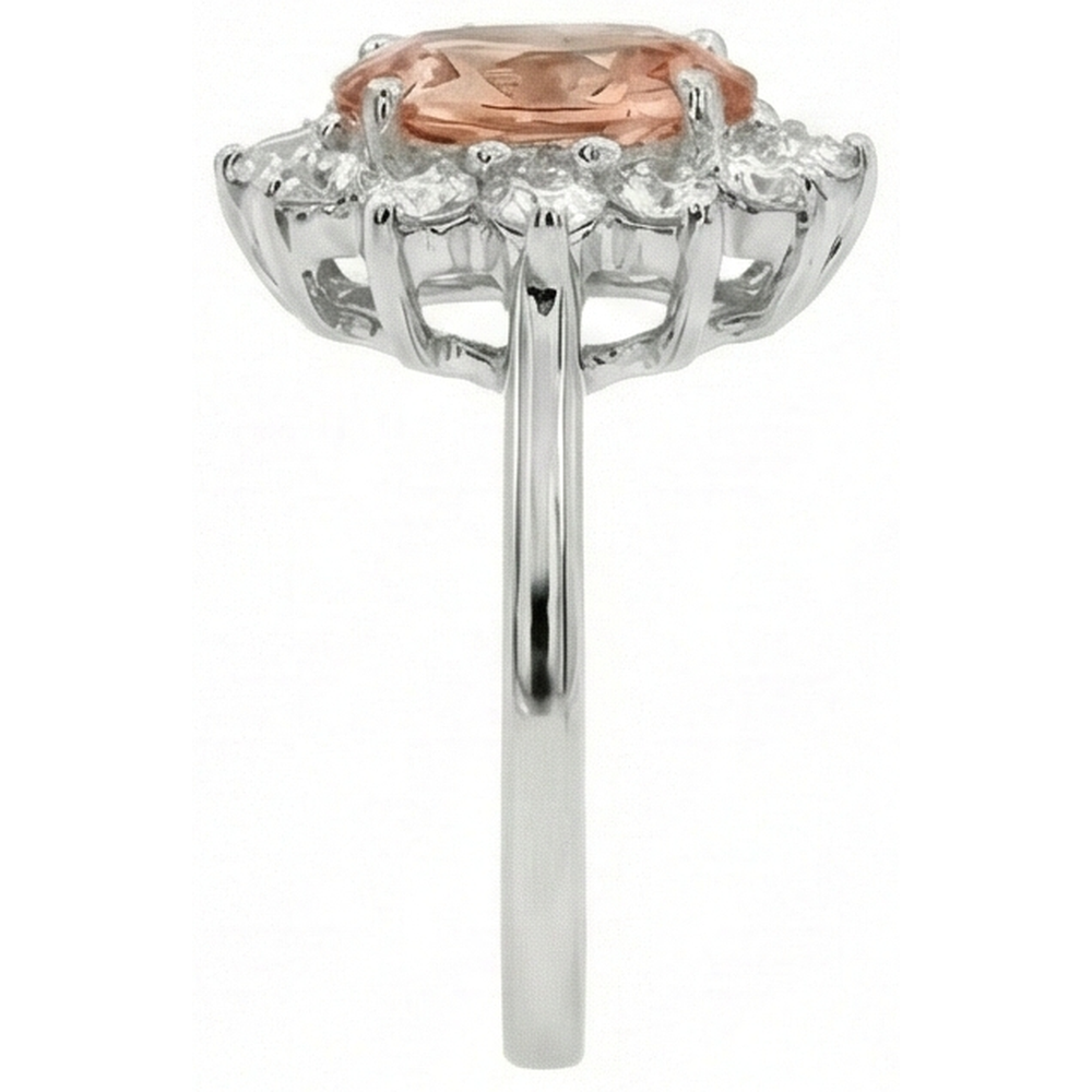 vero round morganite 11carati anello su bianco