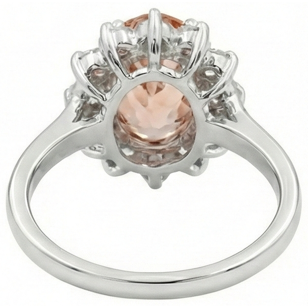 vero round morganite 11carati anello con accenti diamanti