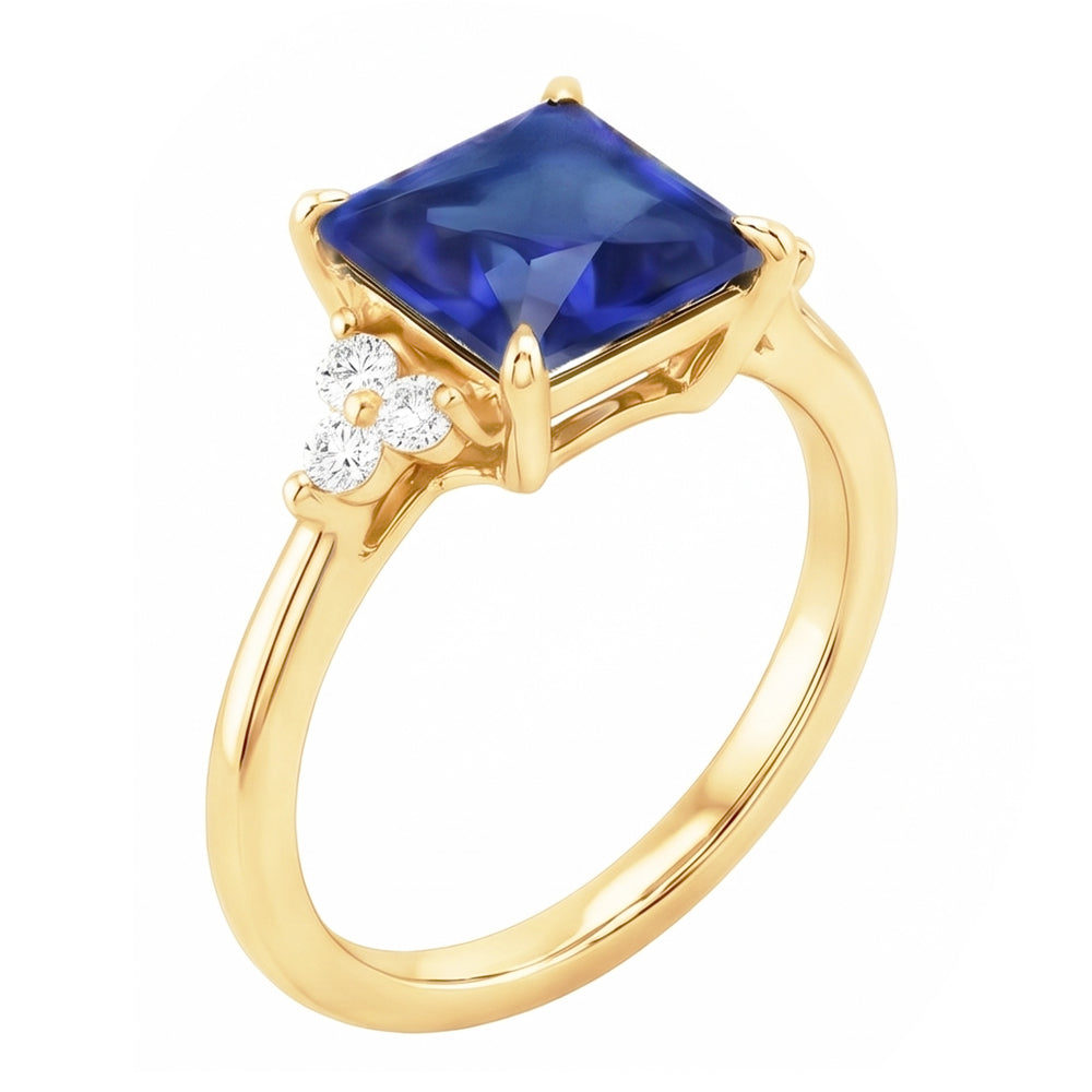 Anello Anniversario Oro Giallo Zaffiro Blu & Diamanti 5.25 Carati