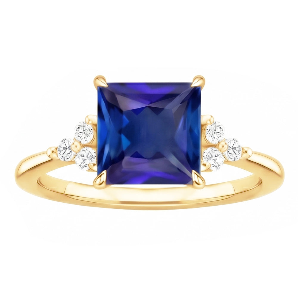 Anello Anniversario Oro Giallo Zaffiro Blu & Diamanti 5.25 Carati