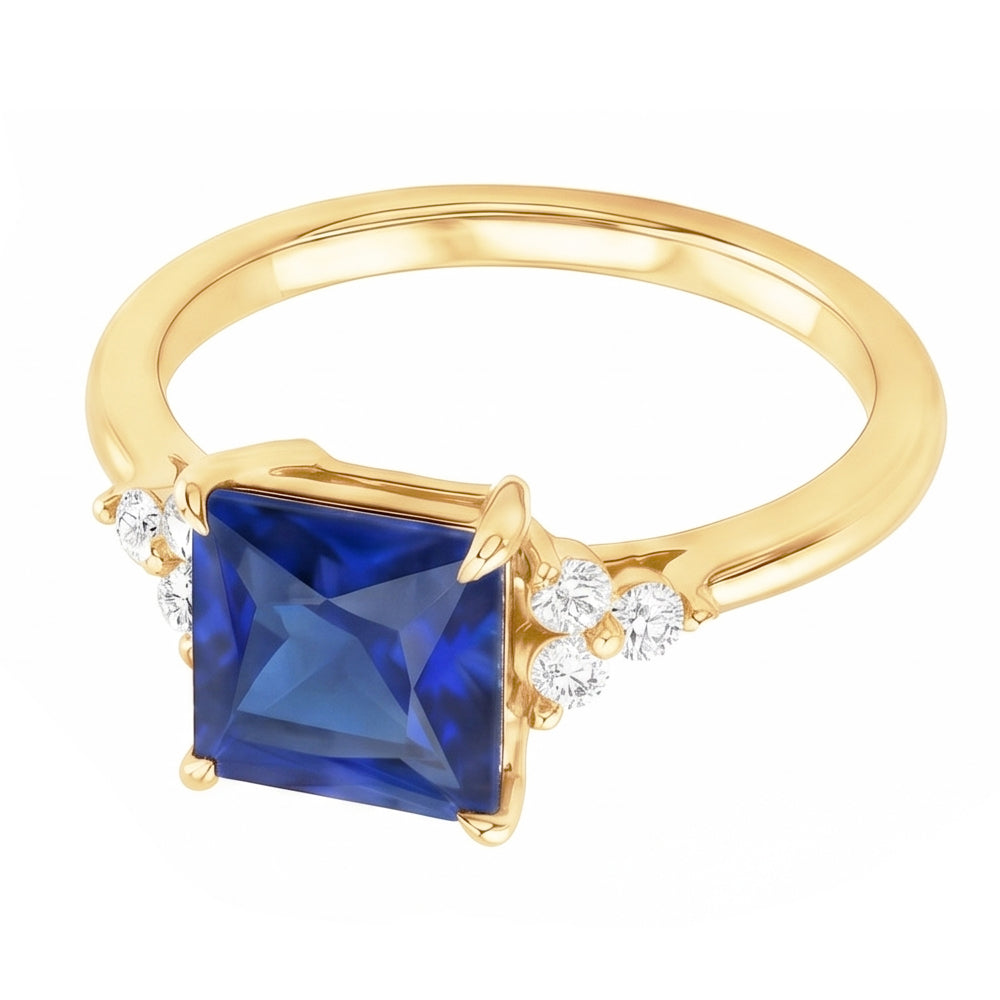 Anello Anniversario Oro Giallo Zaffiro Blu & Diamanti 5.25 Carati