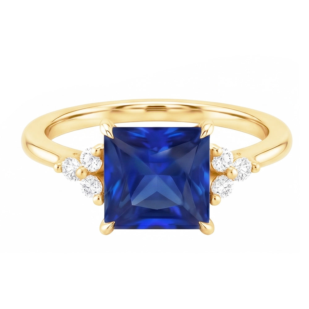Anello Anniversario Oro Giallo Zaffiro Blu & Diamanti 5.25 Carati