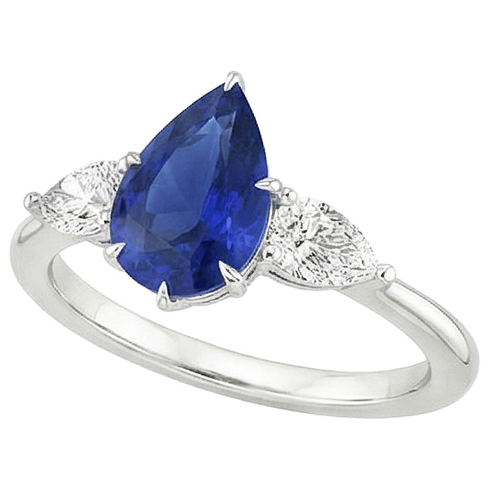 vero pear diamante 4.50carati anello angolo laterale