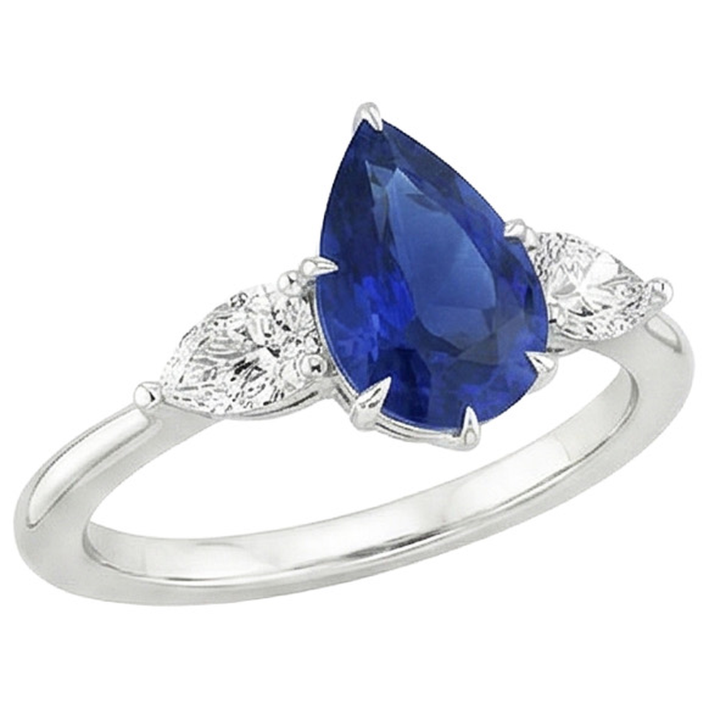 vero pear diamante 4.50carati anello dettaglio ravvicinato