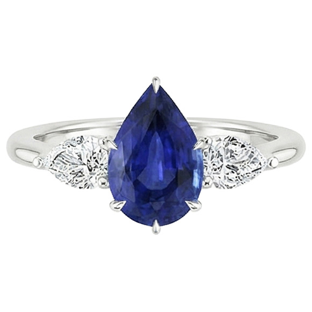 vero pear diamante 4.50carati anello vista di profilo