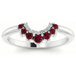 Anello Anniversario Rubino Rosso e Diamante Naturale Autentico ( non creato in laboratorio ) 3.30 Carati Oro Bianco 14K
