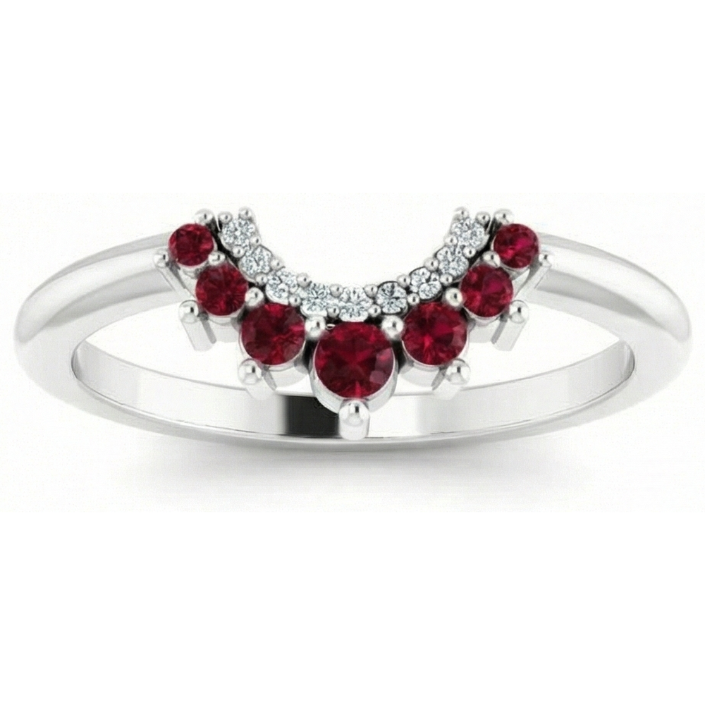 Anello Anniversario Rubino Rosso e Diamante Naturale Autentico ( non creato in laboratorio ) 3.30 Carati Oro Bianco 14K