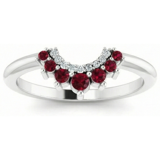 Anello Anniversario Rubino Rosso e Diamante Naturale Autentico ( non creato in laboratorio ) 3.30 Carati Oro Bianco 14K