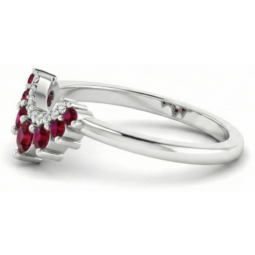 Anello Anniversario Rubino Rosso e Diamante Naturale Autentico ( non creato in laboratorio ) 3.30 Carati Oro Bianco 14K